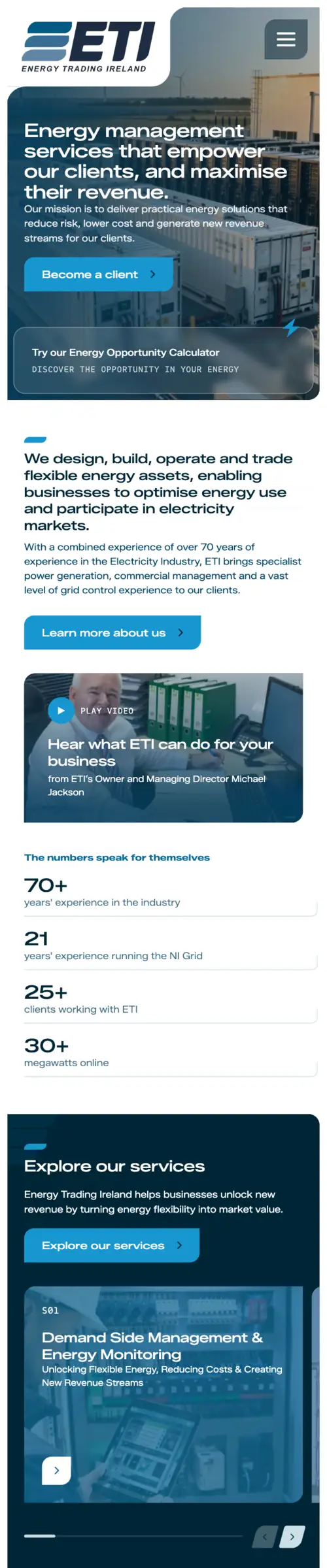 Energy Trading Ireland website shown on mobile