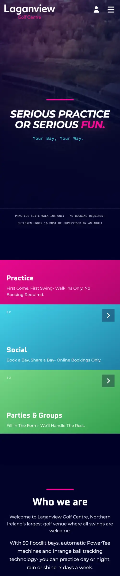 Laganview Golf Centre booking system shown on mobile