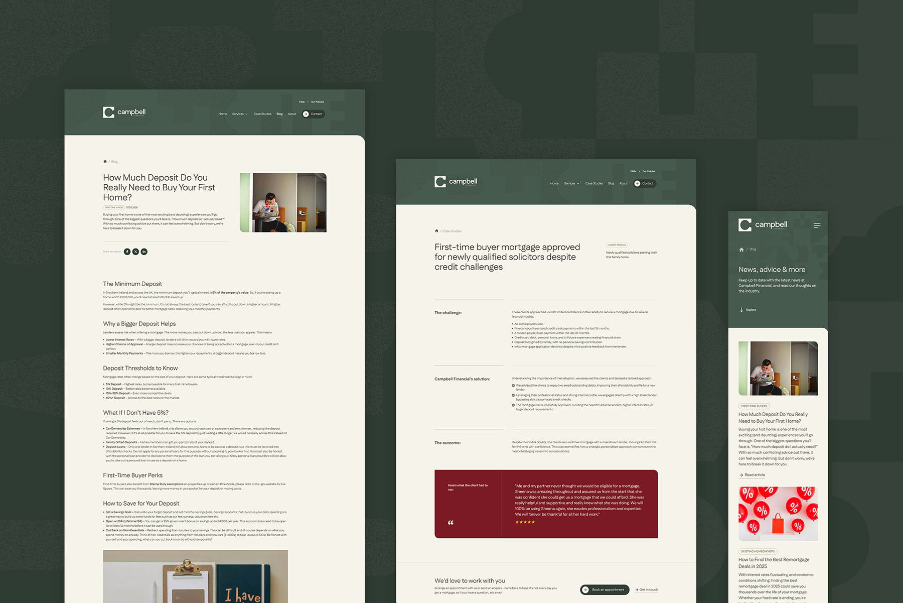 Campbell Financial article pages shown across devices
