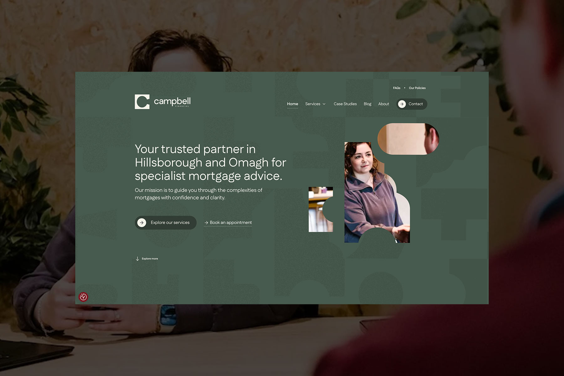 The Campbell Financial homepage, offering specialist mortgage advice in Hillsborough and Omagh