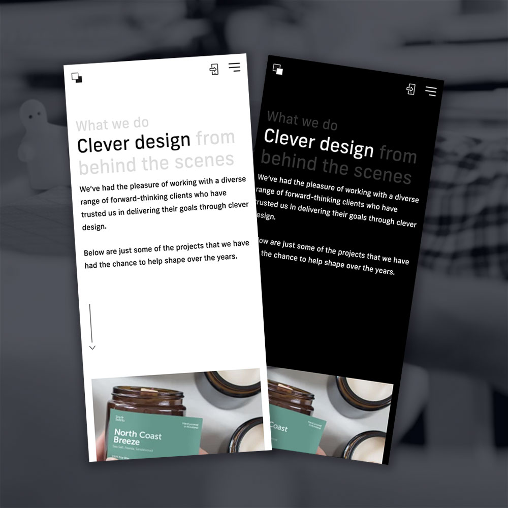 A Clever Ghost article on clever design, shown across two dark screens