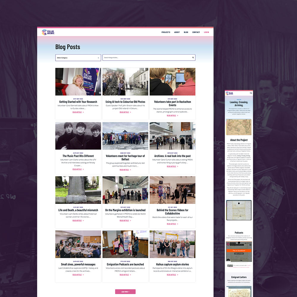 The CollabArchive blog listing current volunteer projects