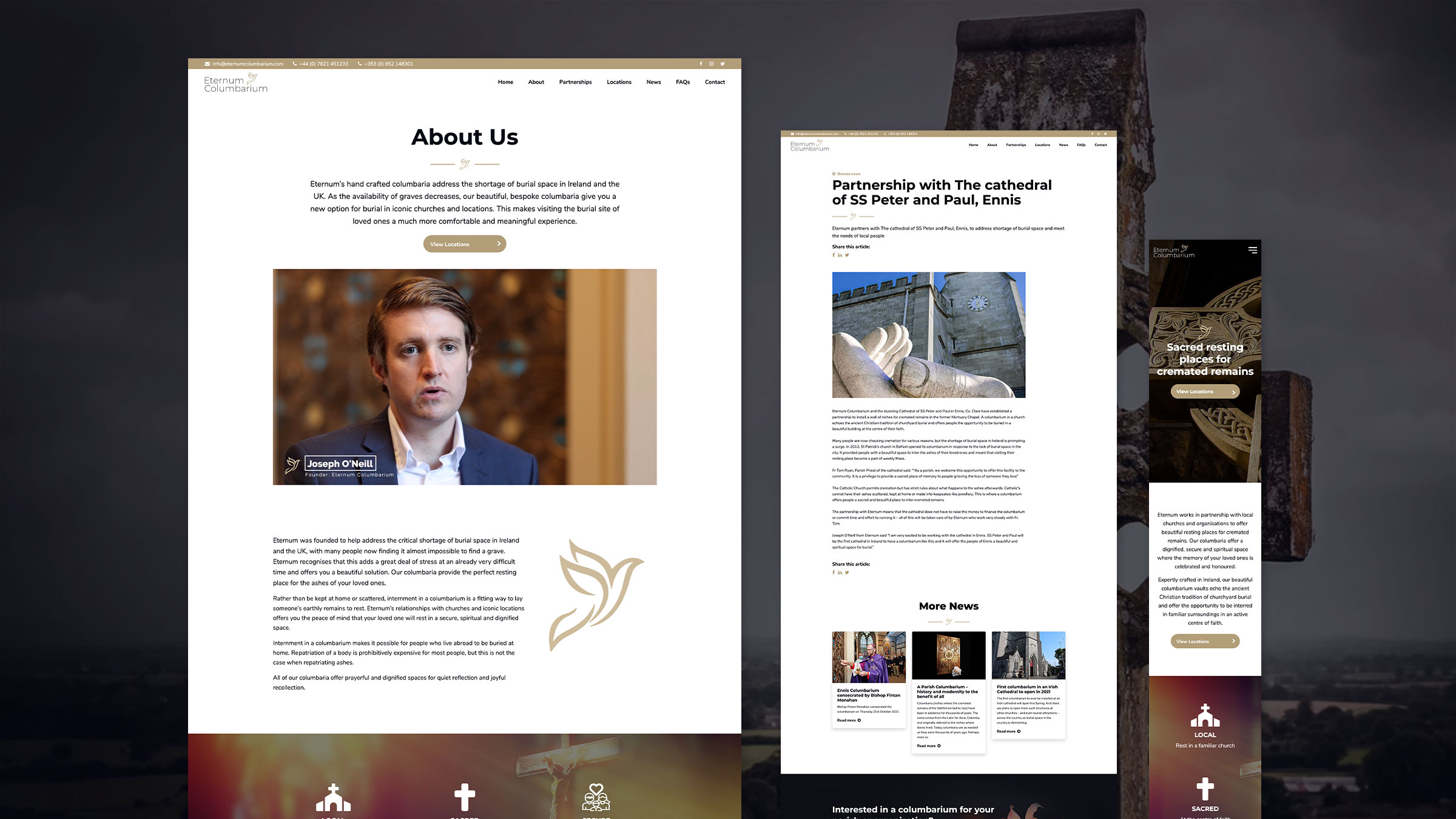 The Eternum Columbarium about pages shown across devices