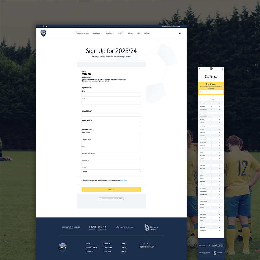 The Newtown Forest FC player availability form