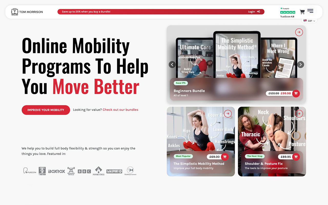 The Tom Morrison website as it is now
