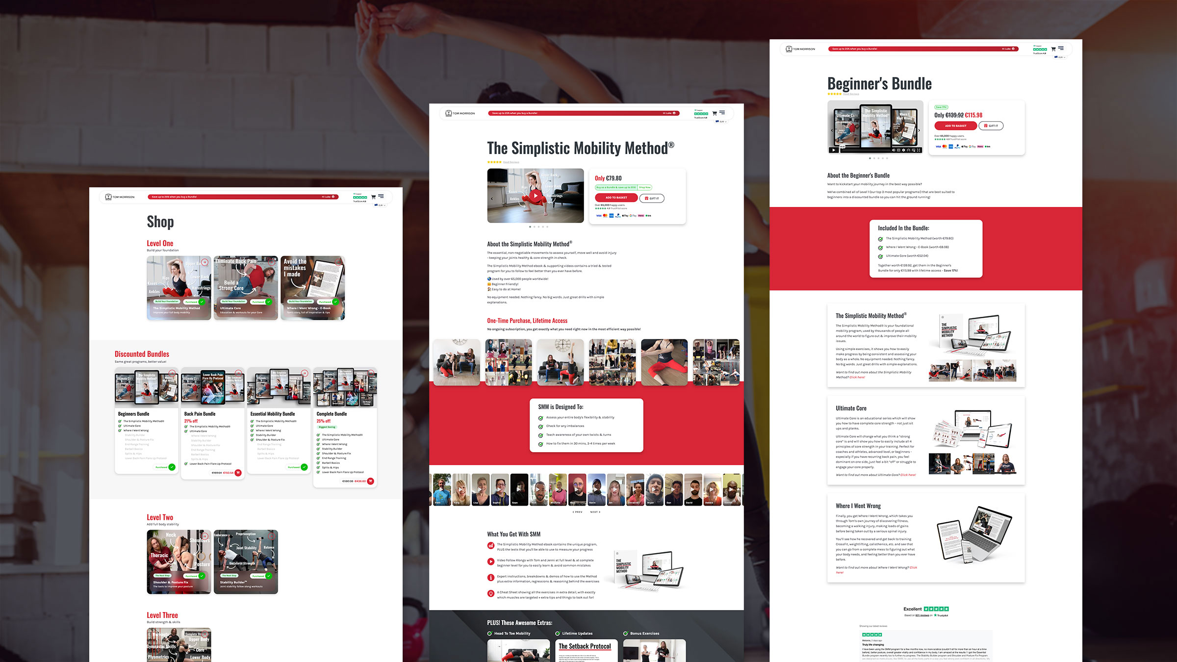 Several Tom Morrison pages together, including programmes and bundles