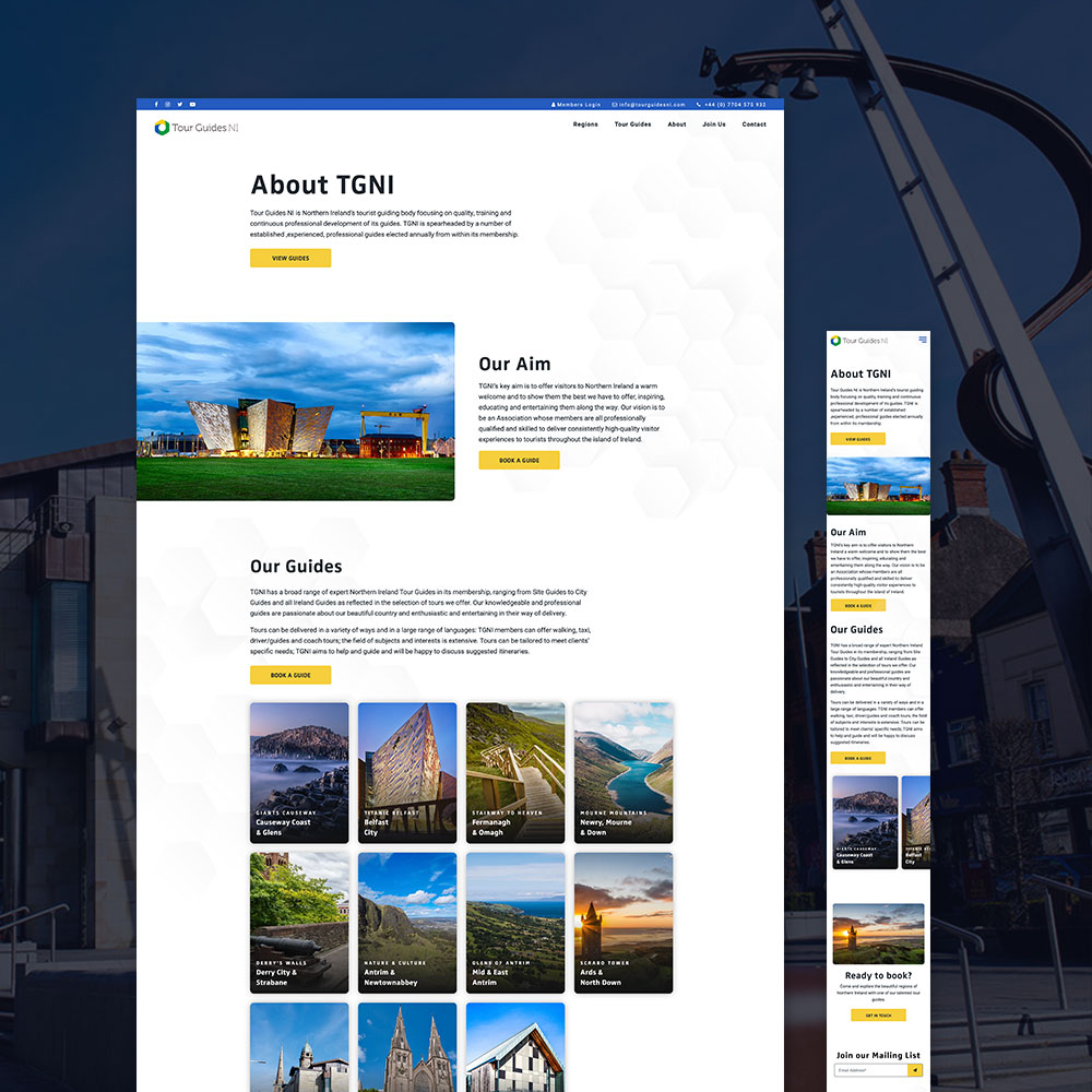 The Tour Guides NI about page with regional tour listings