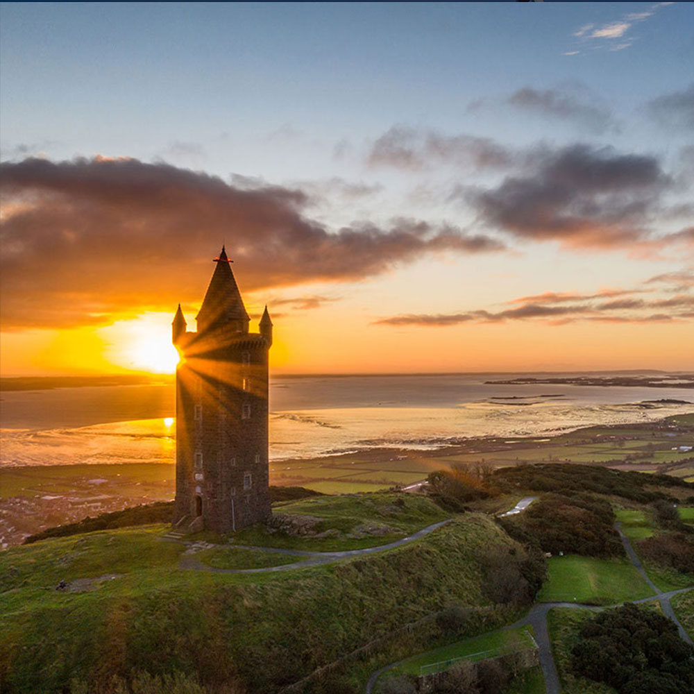 Scrabo Tower at sunset in County Down