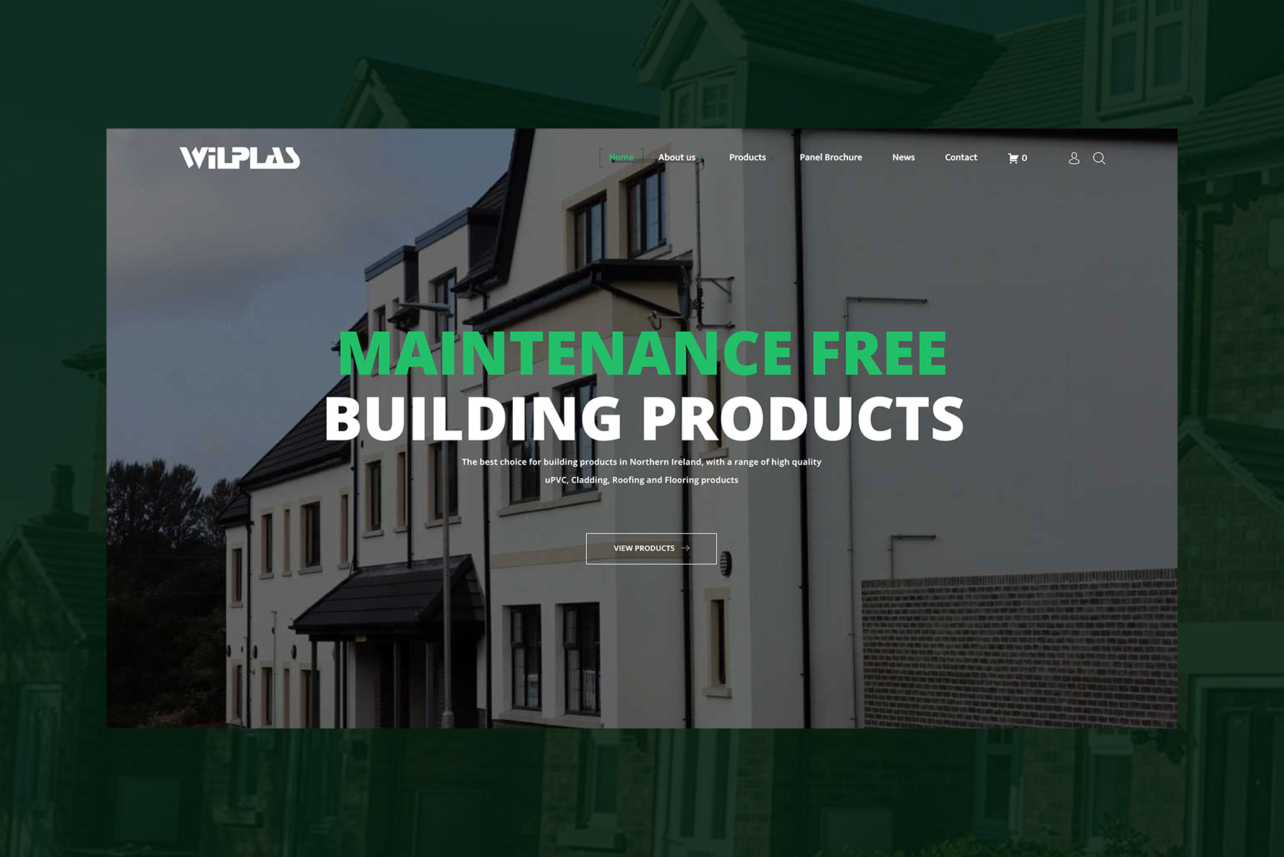 The Wilplas homepage, with the maintenance free building products headline